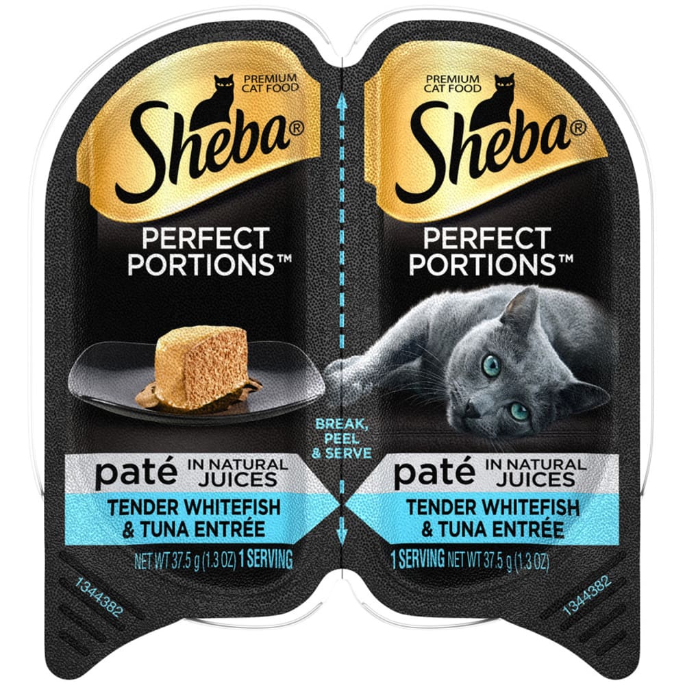 Sheba Perfect Portions Pate Nat Juices Whitefish-Tuna Grain Free Cat Food 2.6Oz-24Pk - Pet Supplies - Sheba