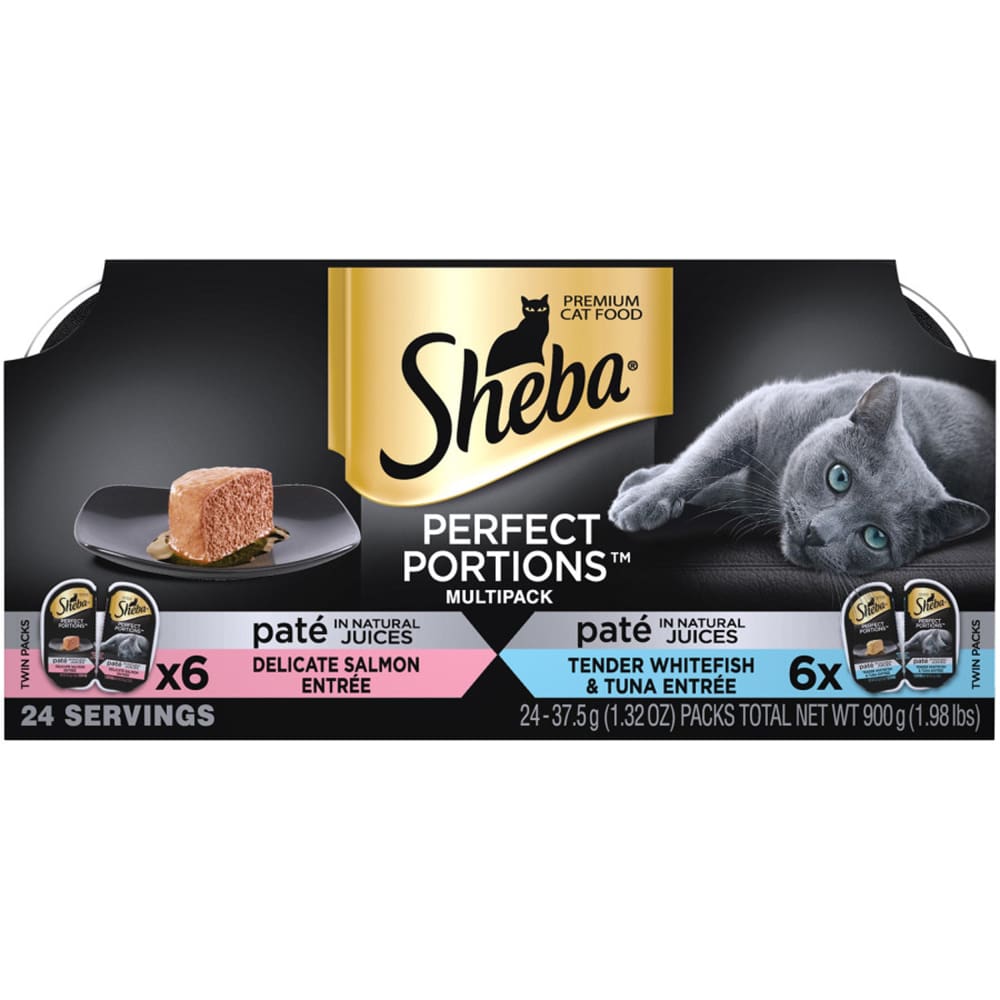 Sheba Perfect Portions Pate Salmon/ Whitefish and Tuna Grain Free Cat Food 2.6Oz/24Pk - Pet Supplies - Sheba