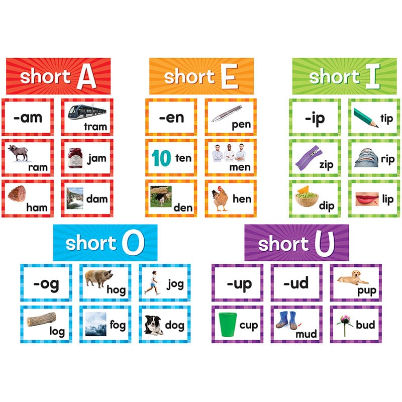 Short Vowels Pocket Chart Cards (Pack of 3) - Pocket Charts - Teacher Created Resources