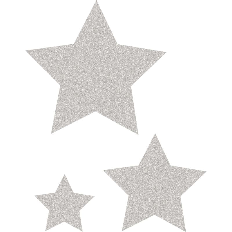 Silver Glitz Stars Accents Asst Sz (Pack of 6) - Accents - Teacher Created Resources