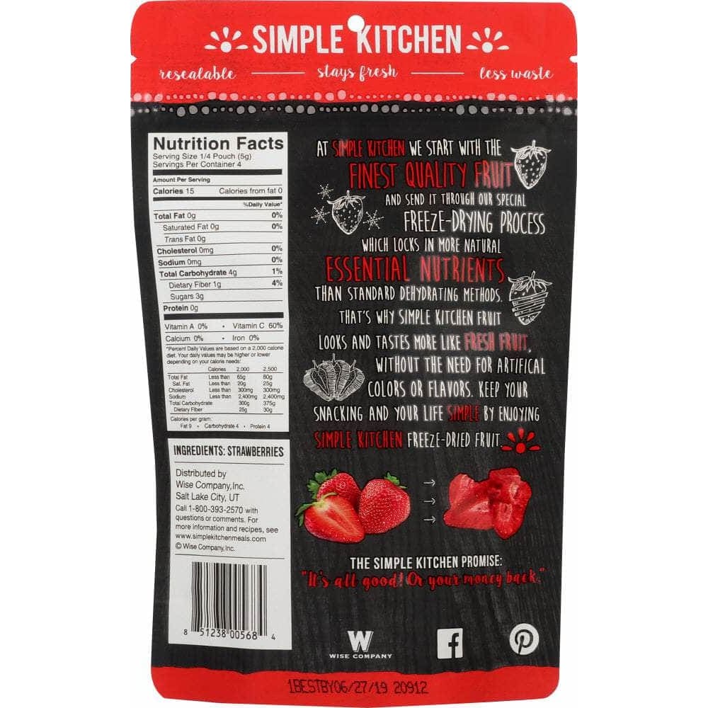 SIMPLE KICHEN Grocery > Snacks > Fruit Snacks SIMPLE KITCHEN: Freeze Dried Sliced Strawberries Real Fruit Snacks, 0.7 oz