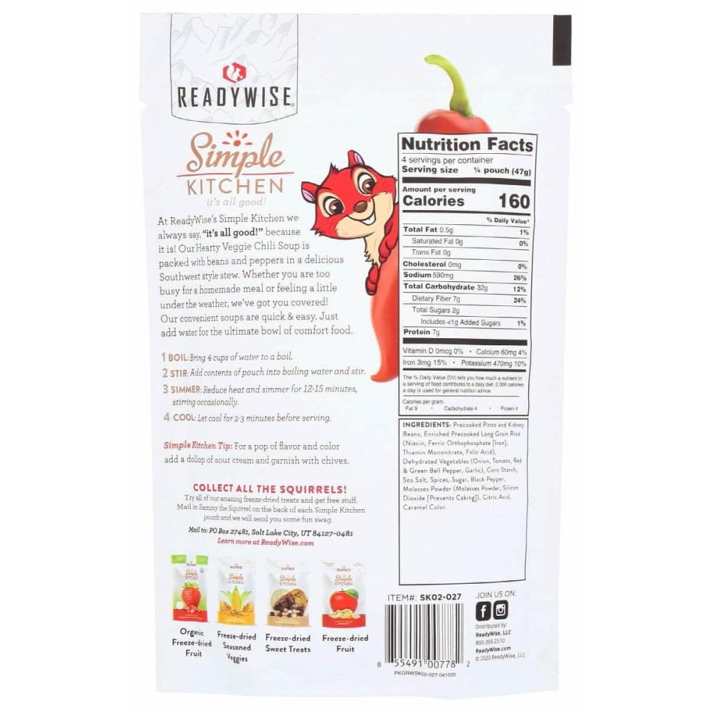 SIMPLE KITCHEN Simple Kitchen Soup Hrty Veg Chili Pouch, 6.7 Oz
