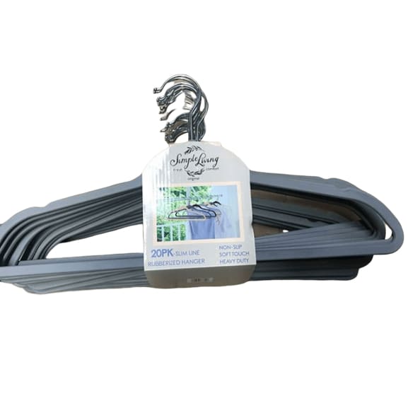 Simple Living Rubberized Hanger Non-Slip, 20 Pack - ShelHealth.Com