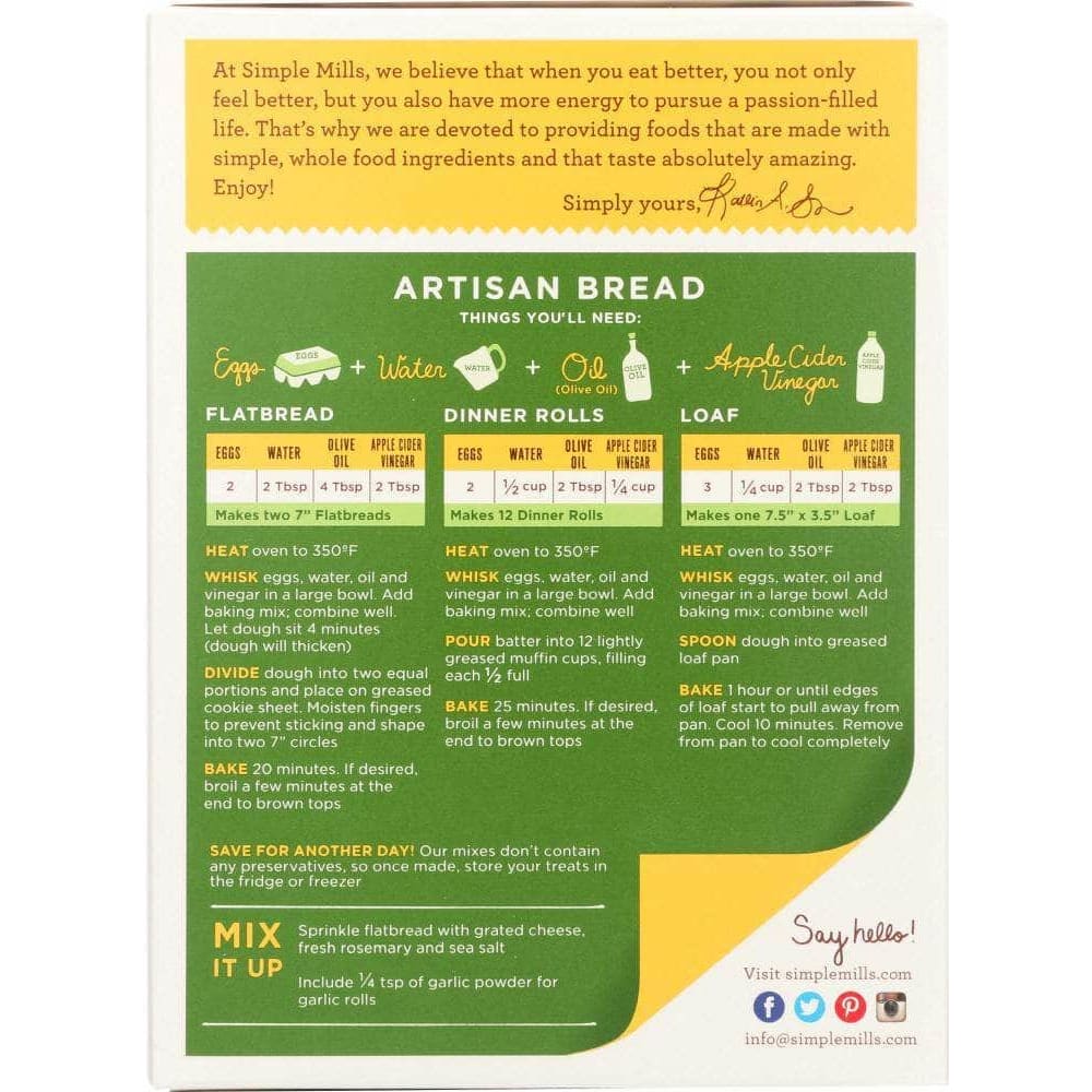 Simple Mills Simple Mills Gluten Free Artisan Bread Almond Flour Mix, 9.5 oz