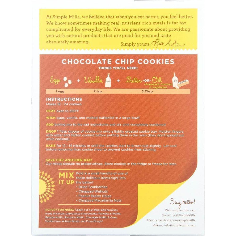 Simple Mills Simple Mills Gluten Free Chocolate Chip Cookie Almond Flour Mix, 8.4 oz