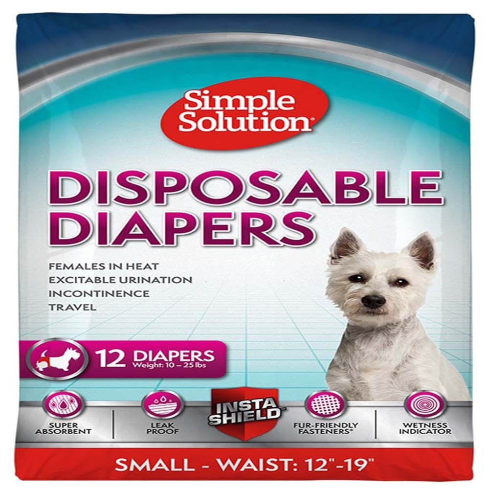 Simple Solution Disposable Diapers White Small 12 Pack - Pet Supplies - Simple Solution