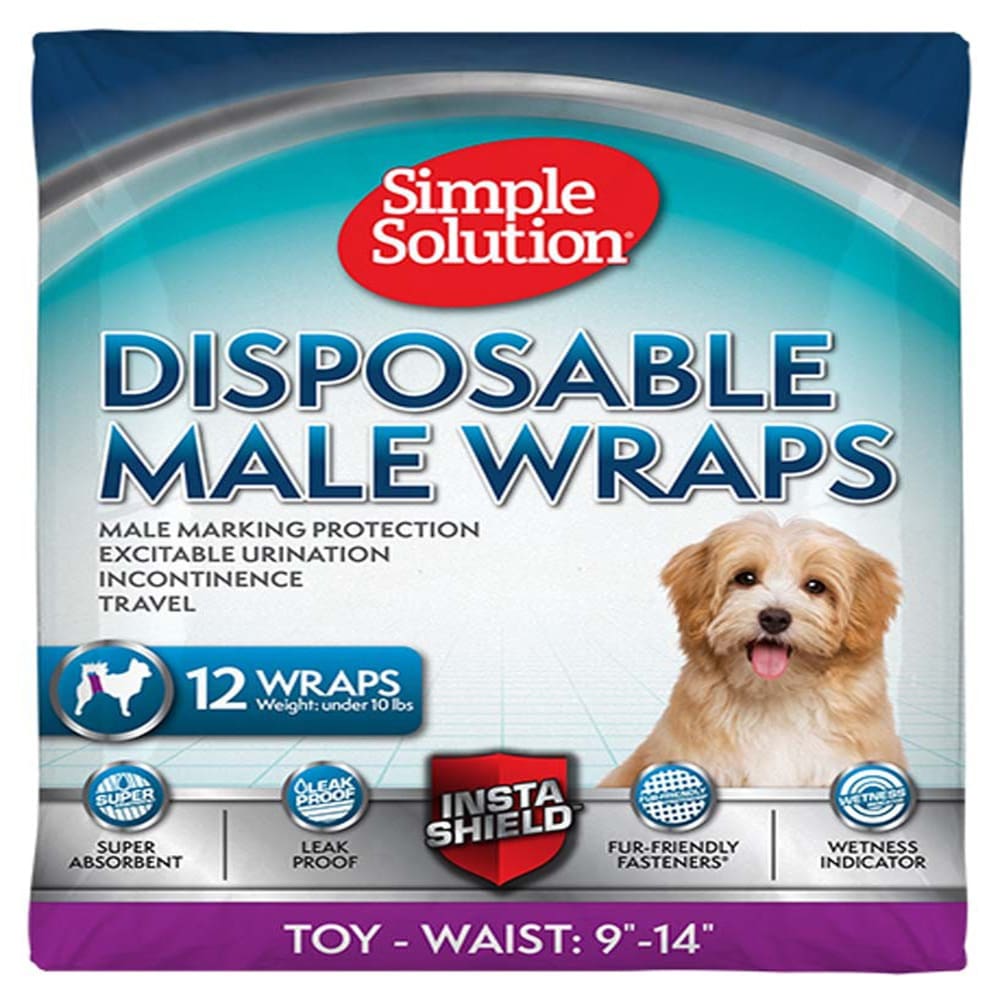 Simple Solution Disposable Male Wraps White Extra-Small Toy/Mini 12 Pack - Pet Supplies - Simple Solution
