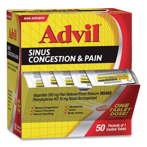 Sinus Congestion And Pain Relief 50/box - Janitorial & Sanitation - Advil®