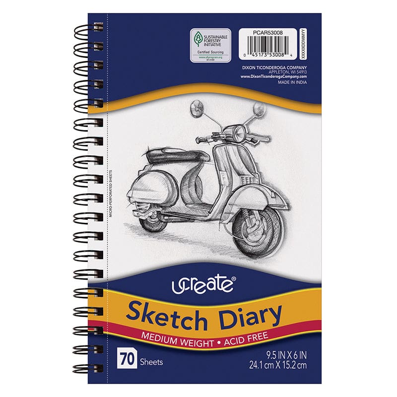 Sketch Diary Medium Weight 9.5X6 70 Sheets (Pack of 6) - Drawing Paper - Dixon Ticonderoga Co - Pacon