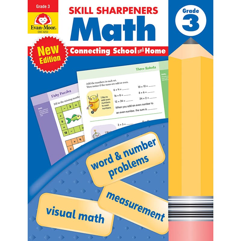 Skill Sharpeners Math Grade 3 (Pack of 6) - Activity Books - Evan-moor