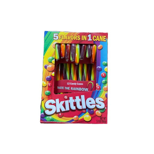 Skittles Rainbow (5 Flavors in 1) Candy Canes 5.3 oz 12 Count Cradle - Skittles