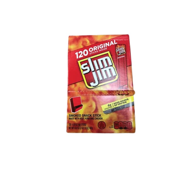 Slim Jim Snack-Sized Smoked Meat Stick, Original Flavor, Keto Friendly, .28 Oz., 120 Count - ShelHealth.Com