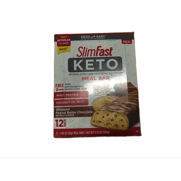 SlimFast Keto Meal Replacement Peanut Butter Bar, 12 ct. - ShelHealth.Com