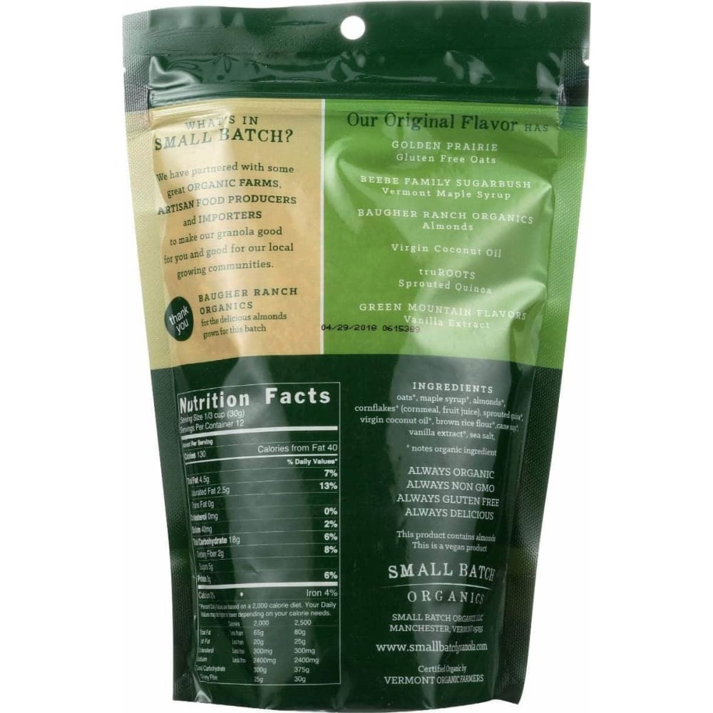 SMALL BATCH ORGANICS Grocery > Snacks SMALL BATCH ORGANICS: Original Granola, 12 oz