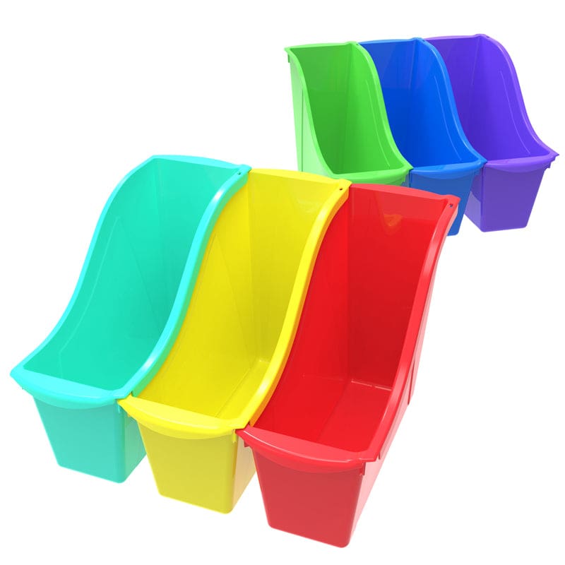 Small Book Bin Assorted Color 6/St - Storage Containers - Storex Industries