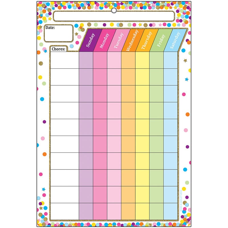Smart Confetti Chore Chart Dry-Erase Surface (Pack of 12) - Classroom Theme - Ashley Productions