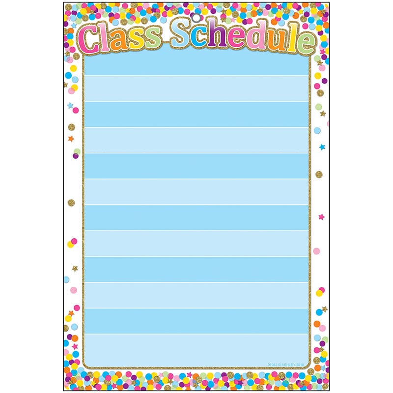 Smart Confetti Class Schedule Chart Dry-Erase Surface (Pack of 12) - Classroom Theme - Ashley Productions