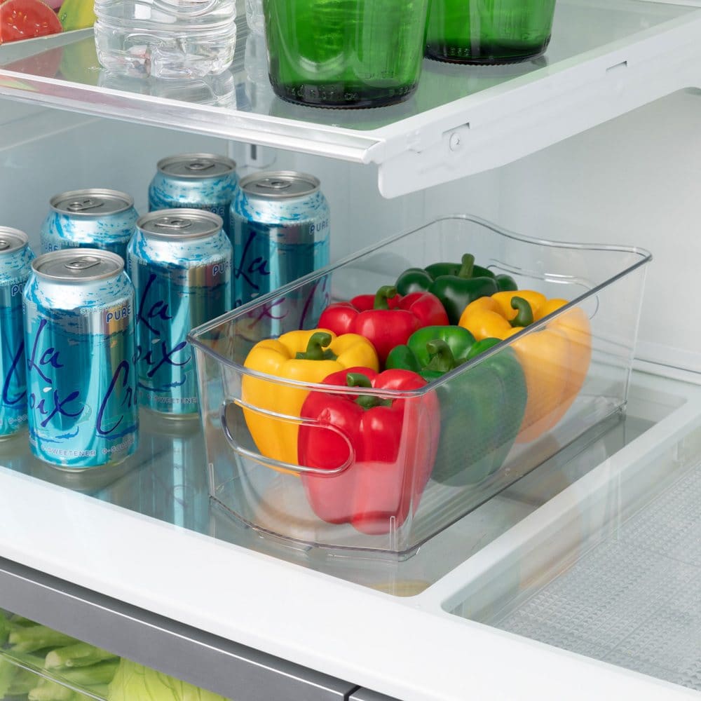 Smart Design 4 Pack Stackable Refrigerator Bin with Handles - Food Storage & Kitchen Organization - Smart