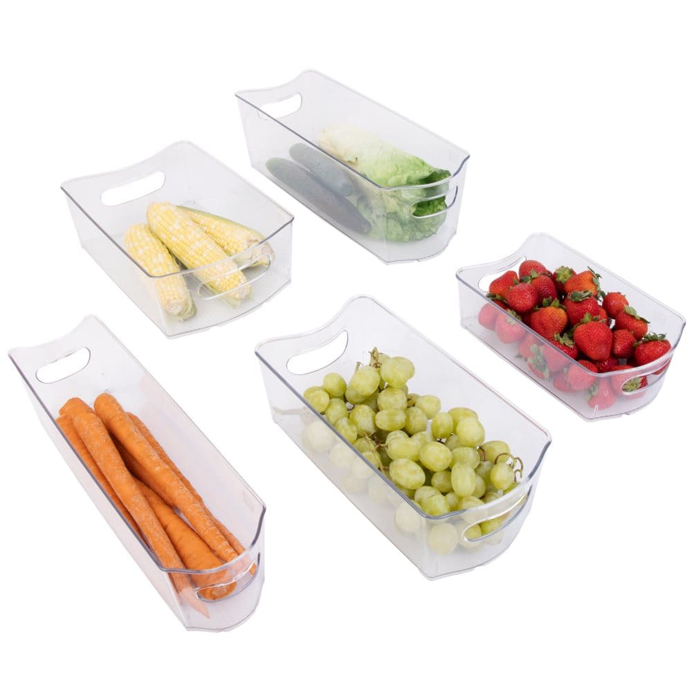 Smart Design Set of 18 Clear Refrigerator & Freezer Organization Bins - Food Storage & Kitchen Organization - Smart
