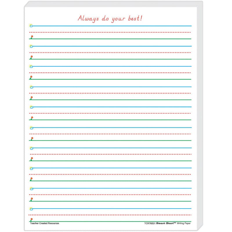 Smart Start 1-2 Writing Paper 100 Sheets (Pack of 6) - Handwriting Paper - Teacher Created Resources