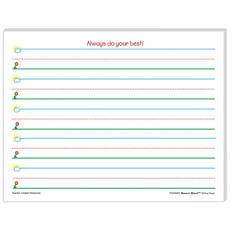 Smart Start K-1 Writing Paper 100 Sheets (Pack of 6) - Handwriting Paper - Teacher Created Resources