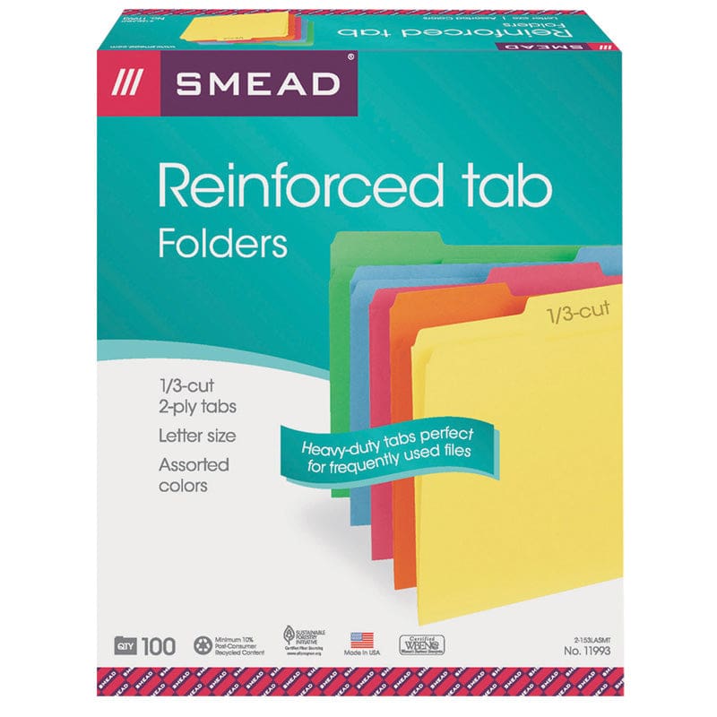 Smead 100Bx Asst Colors Letter Size File Folders - Folders - Smead Manufacturing Company