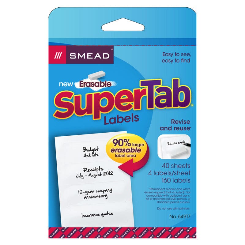 Smead 160Ct Erasable Supertab File Folder Labels (Pack of 2) - Folders - Smead Manufacturing Company
