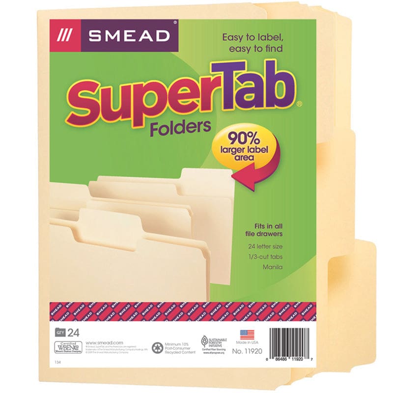 Smead 24Pk Manila Supertab Letter Size Folders (Pack of 2) - Folders - Smead Manufacturing Company