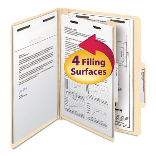 Smead Four-section Top Tab Classification Folders 2 Expansion 1 Divider 4 Fasteners Letter Size Manila 10/box - School Supplies - Smead™
