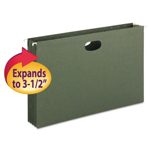 Smead Hanging Pockets With Full-height Gusset 1 Section 3.5 Capacity Legal Size Standard Green 10/box - School Supplies - Smead™