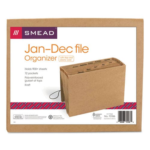 Smead Indexed Expanding Kraft Files 12 Sections Elastic Cord Closure 1/12-cut Tabs Letter Size Kraft - School Supplies - Smead™