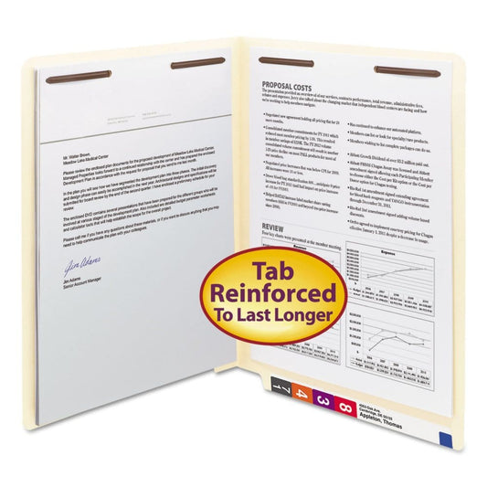 Smead Reinforced Straight End Tab Two Fastener Heavyweight File Folder Manila (Letter 50ct.) - File Folders - Smead