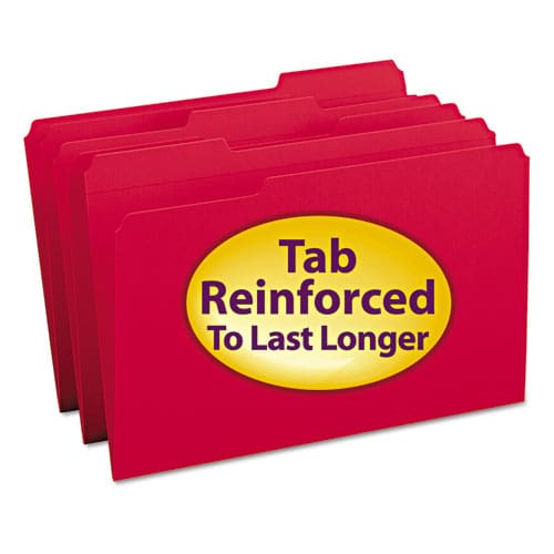 Smead Reinforced Top Tab Colored File Folders 1/3-cut Tabs: Assorted Legal Size 0.75 Expansion Red 100/box - School Supplies - Smead™