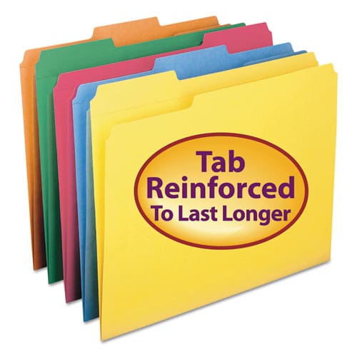 Smead Reinforced Top Tab Colored File Folders 1/3-cut Tabs: Assorted Letter Size 0.75 Expansion Assorted Colors 100/box - School Supplies -