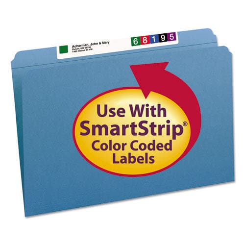 Smead Reinforced Top Tab Colored File Folders Straight Tabs Legal Size 0.75 Expansion Blue 100/box - School Supplies - Smead™