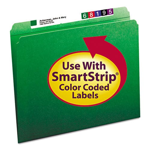 Smead Reinforced Top Tab Colored File Folders Straight Tabs Letter Size 0.75 Expansion Green 100/box - School Supplies - Smead™