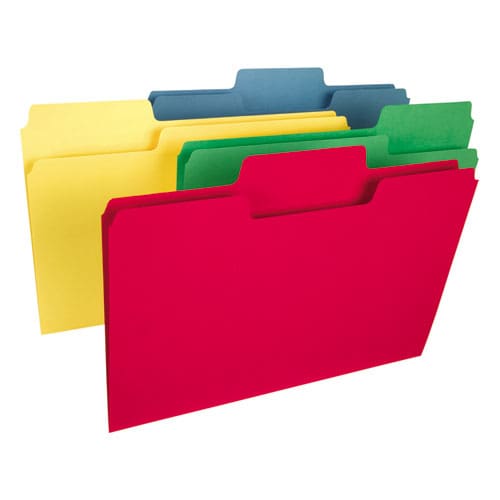 Smead Supertab Colored File Folders 1/3-cut Tabs: Assorted Legal Size 0.75 Expansion 14-pt Stock Assorted Colors 50/box - School Supplies -