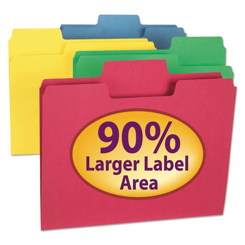 Smead Supertab Colored File Folders 1/3-cut Tabs: Assorted Letter Size 0.75 Expansion 11-pt Stock Color Assortment 1 24/pack - School