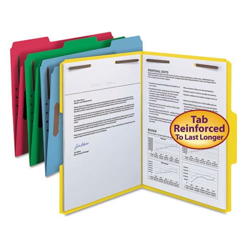 Smead Top Tab Colored Fastener Folders 0.75 Expansion 2 Fasteners Letter Size Assorted Colors 50/box - School Supplies - Smead™