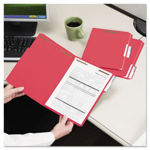 Smead Top Tab Colored Fastener Folders 0.75 Expansion 2 Fasteners Letter Size Red Exterior 50/box - School Supplies - Smead™