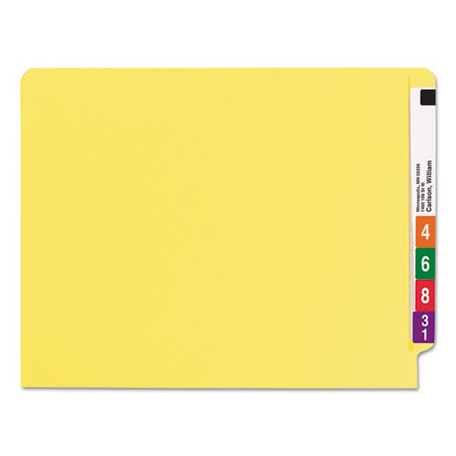 Smead Watershed Cutless End Tab Fastener Folders 0.75 Expansion 2 Fasteners Letter Size Yellow Exterior 50/box - School Supplies - Smead™