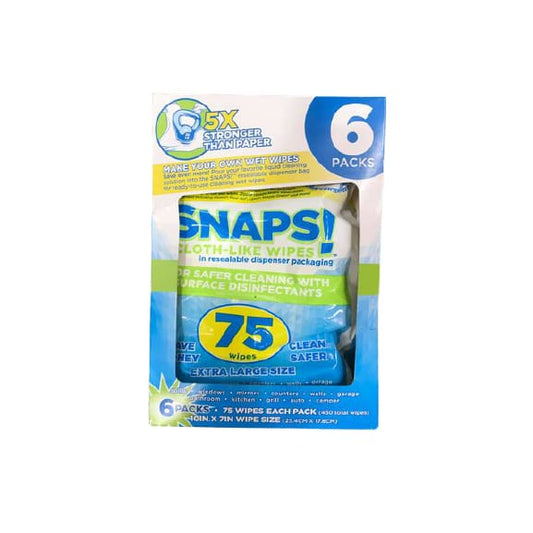 Snaps! Snaps! Clothlike Wipes, 6 x 75 Count