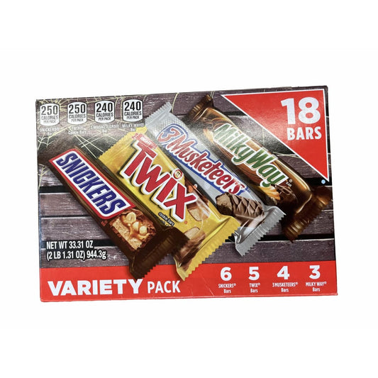 Mars Snickers, Twix, Milky Way & 3 Musketeers Halloween Milk Chocolate Candy Bars - 18 Ct