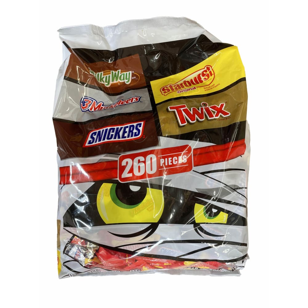 Mars Wrigley Variety Snickers, Twix, Milky Way, 3 Musketeers & Starburst Bulk Halloween Candy - 260 Ct