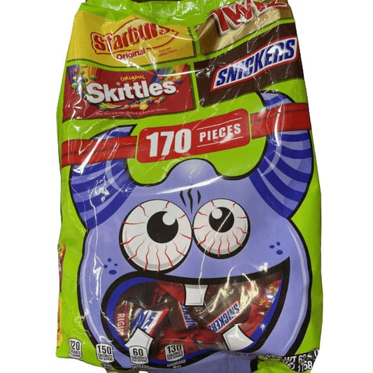 Mars Wrigley Variety Snickers, Twix, Skittles & Starburst Halloween Candy Variety Pack, 62.02oz/170 Ct Bag