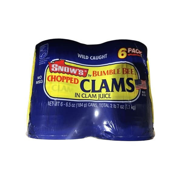 Snow's by Bumble Bee Chopped Clams in Clam Juice (6 pack - 6.5oz Each) - ShelHealth.Com