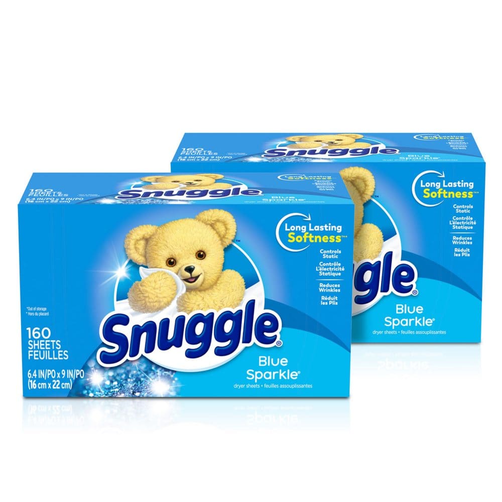 Snuggle Fabric Softener Dryer Sheets Blue Sparkle (320 ct.) - Laundry Supplies - Snuggle Fabric