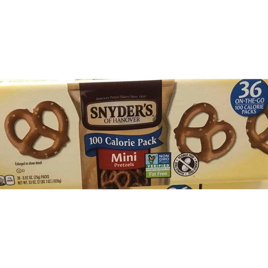 Snyder's of Hanover 100 Calorie Mini Pretzels, 36 pk./0.9 oz. - ShelHealth.Com