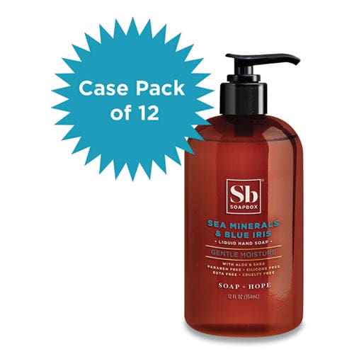 Soapbox Hand Soap Sea Minerals And Blue Iris 12 Oz 12/carton - Janitorial & Sanitation - Soapbox