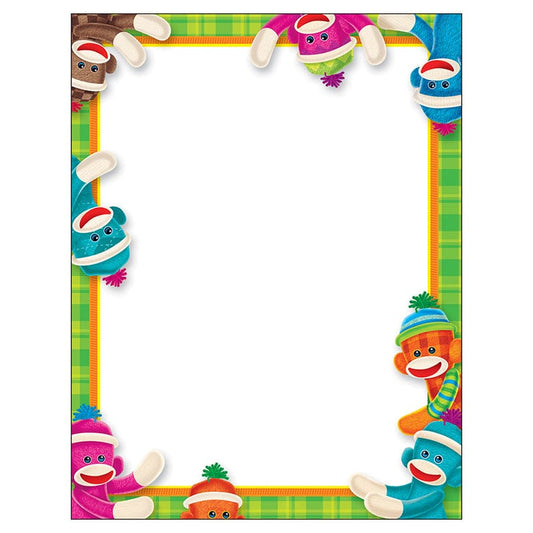 Sock Monkeys Terrific Papers (Pack of 10) - Design Paper/Computer Paper - Trend Enterprises Inc.